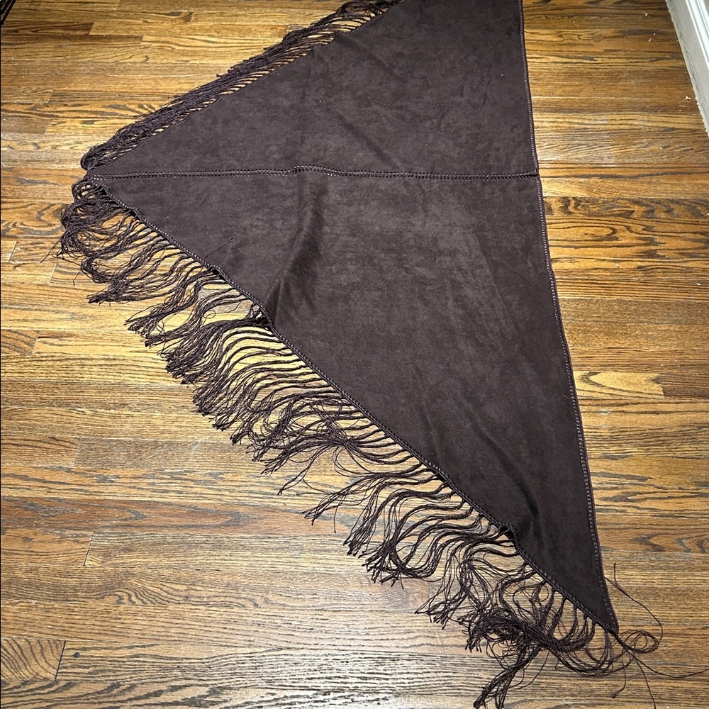 Preston & York Dark Brown Fringe Shawl - Picture 5 of 9